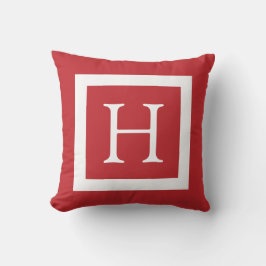 Cojín Decorativo Monograma del Personalizado blanco rojo