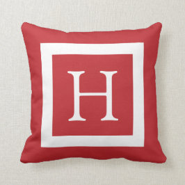 Cojín Decorativo Monograma del Personalizado blanco rojo