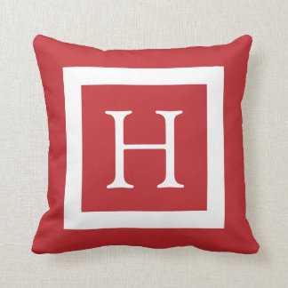 Cojín Decorativo Monograma del Personalizado blanco rojo
