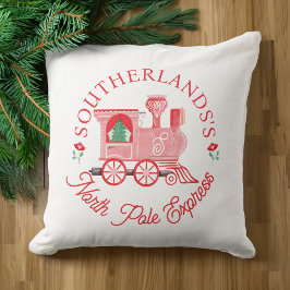 Cojín Decorativo Monograma del tren de cosecha rosa del Polo Norte