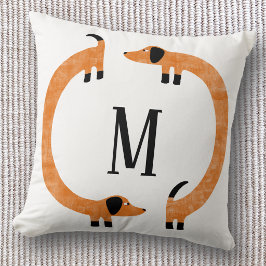 Cojín Decorativo Monograma divertido de perro salchicha Dachshund