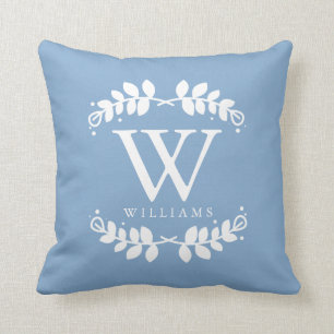 Cojín Decorativo Monograma elegante azul claro