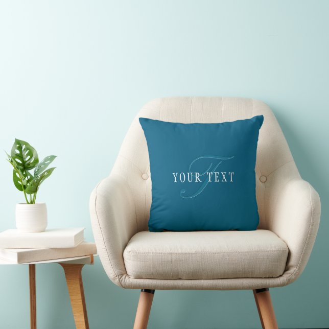 Cojín Decorativo Monograma elegante | Azul océano (Silla)