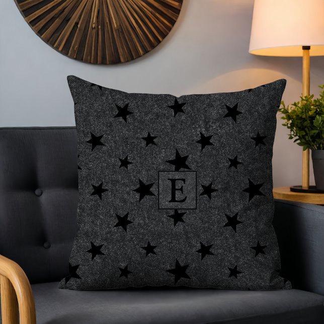 Cojín Decorativo Monograma elegante de Moda moderna Estrella negra (Subido por el creador)