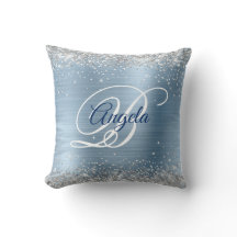 Monograma elegante de papel de aluminio azul claro