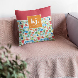 Cojín Decorativo Monograma elegante de verano divertido