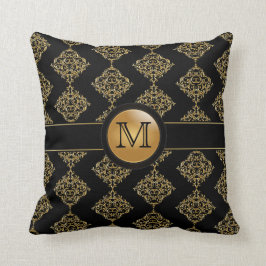 Cojín Decorativo Monograma elegante del modelo el | del damasco del