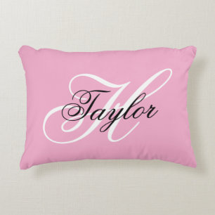 Cojín Decorativo Monograma elegante en negro y blanco rosa