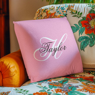 Cojín Decorativo Monograma elegante en negro y blanco Rosa