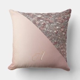 Cojín Decorativo Monograma elegante en oro rosa