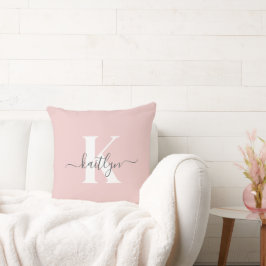 Cojín Decorativo Monograma elegante en rosa y gris