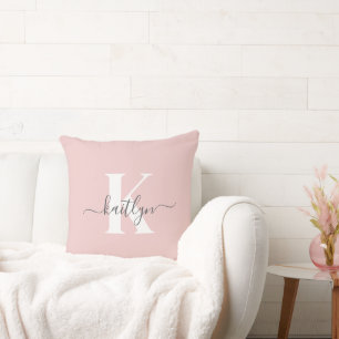 Cojín Decorativo Monograma elegante en rosa y gris