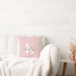 Cojín Decorativo Monograma elegante en rosa y gris