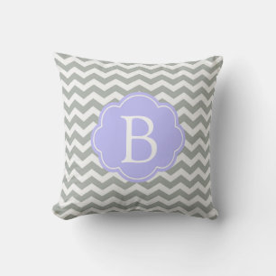Cojín Decorativo Monograma elegante gris chevron moderno y trendy