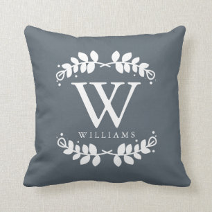 Cojín Decorativo Monograma elegante gris pizarra
