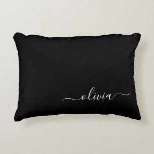 Cojín Decorativo Monograma elegante Minimalista blanco negro y mode