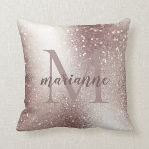 Cojín Decorativo Monograma elegante personalizado con brillo platea