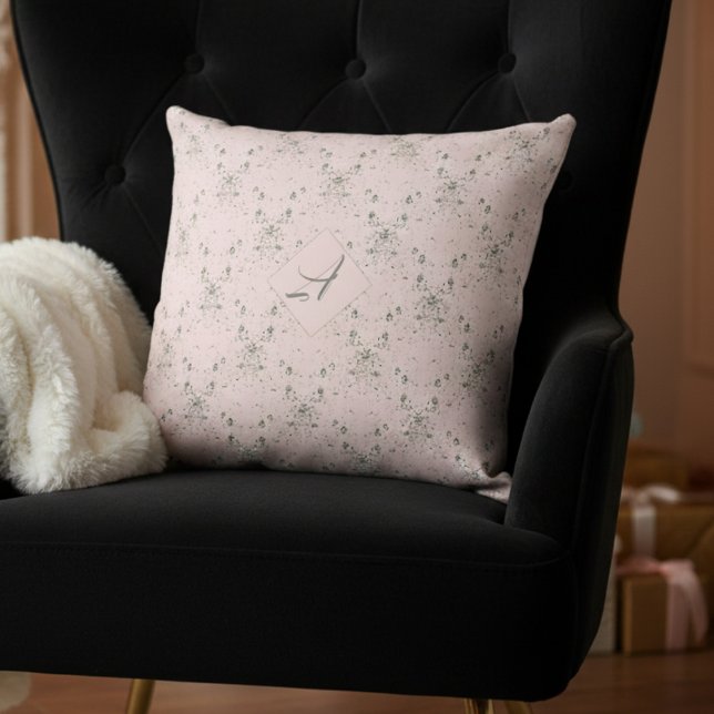 Cojín Decorativo Monograma elegante simple del patrón Purpurina ros (Subido por el creador)