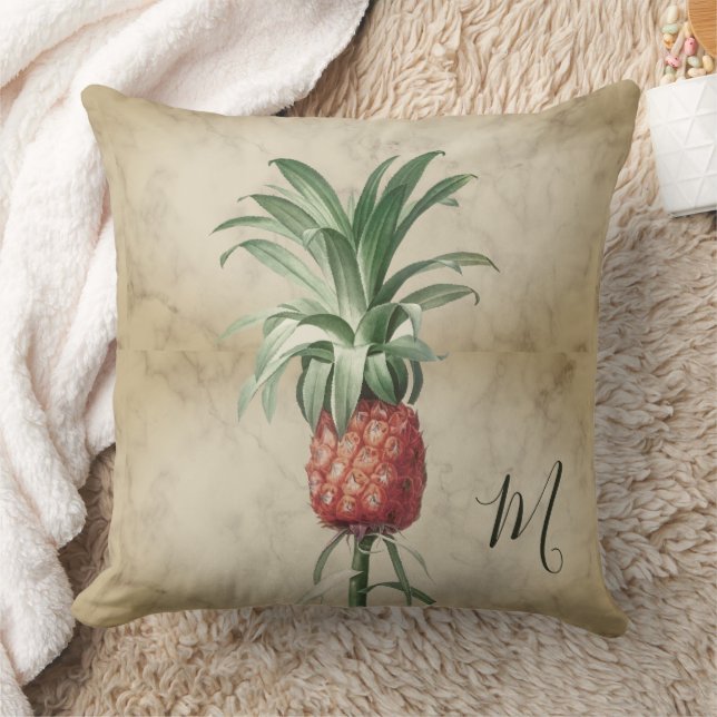 Cojín Decorativo Monograma elegante tropical de piña (Manta)