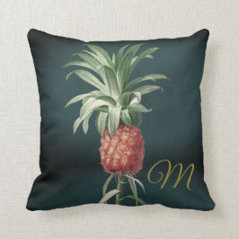 Cojín Decorativo Monograma elegante tropical verde de piña