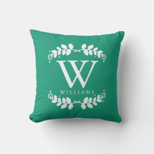 Cojín Decorativo Monograma elegante verde esmeralda