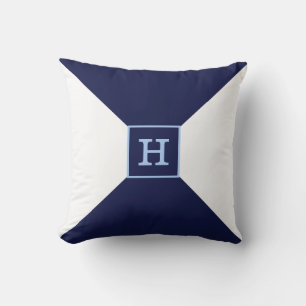 Cojín Decorativo Monograma en azul marino y blanco