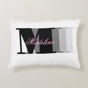 Cojín Decorativo Monograma Escritura rosa Tipografía Nombre Pillow