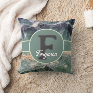 Cojín Decorativo Monograma Familiar Verde Inicial de Piedra Precios