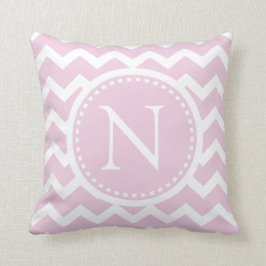 Cojín Decorativo Monograma femenino rosa claro del zigzag de