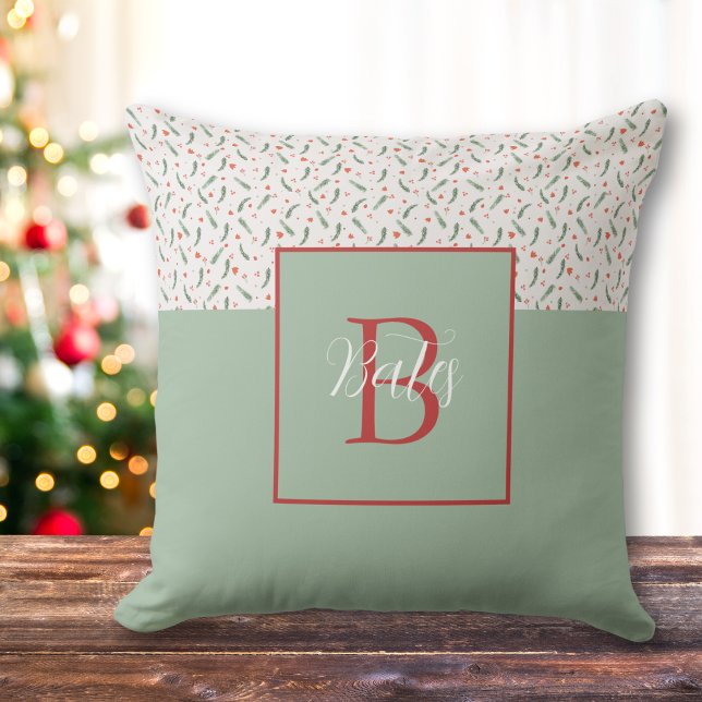 Cojín Decorativo Monograma Festín rojo y verde claro (Subido por el creador)