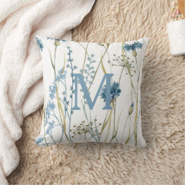 Cojín Decorativo Monograma Floral Luz Azul Oro