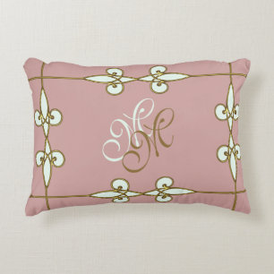 Cojín Decorativo Monograma floral magnífico del vintage del nouveau