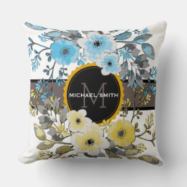 Cojín Decorativo Monograma Floral Moderno Vintage #6