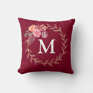 Cojín Decorativo Monograma Floral Personalizado