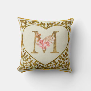 Cojín Decorativo Monograma Floral Personalizado
