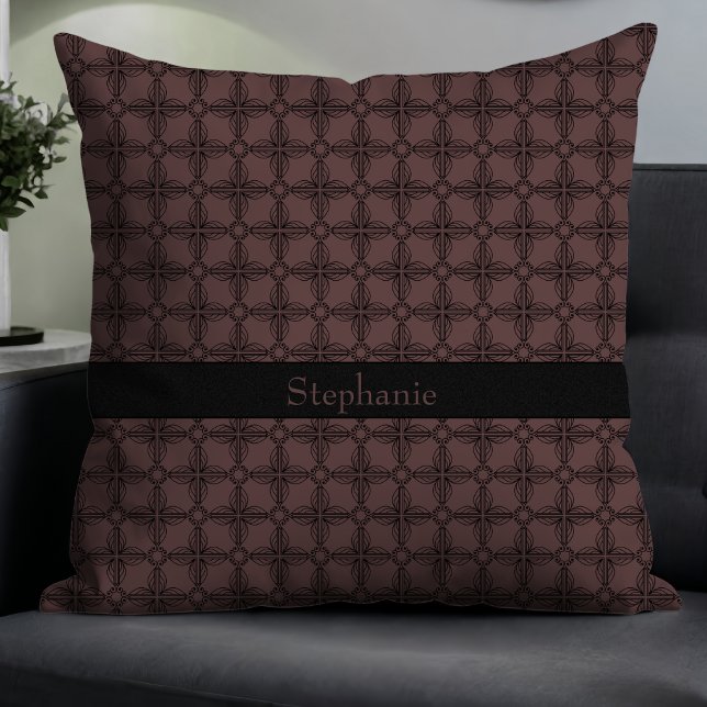 Cojín Decorativo Monograma floral simple y elegante Mocha (Subido por el creador)