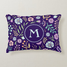 Cojín Decorativo Monograma Floral Whimsical Boho Accent Pillow
