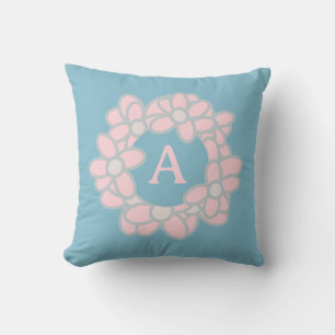 Cojín Decorativo Monograma Floral Wreath Pastel Retro