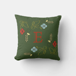 Cojín Decorativo Monograma Flores verdes oscuras Boda Pillow