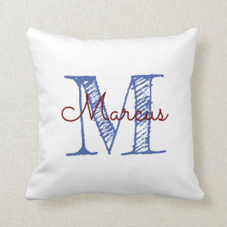 Cojín Decorativo Monograma Fuente esbozada Nursera blanca