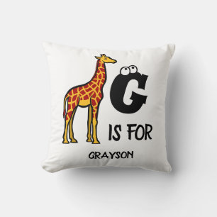 Cojín Decorativo Monograma G de personalizado es para jirafas linda