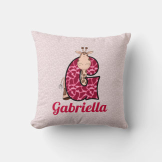 Cojín Decorativo Monograma G del niño de rana rosa y verde