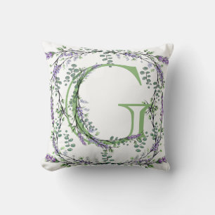 Cojín Decorativo Monograma G Lavender Eucalyptus