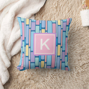 Cojín Decorativo Monograma geométrico colorido para niños retro
