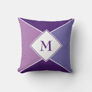 Cojín Decorativo Monograma geométrico elegante Lila Malva Púrpura