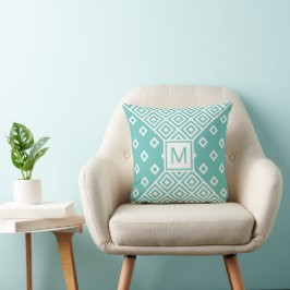 Cojín Decorativo Monograma geométrico verde moderno