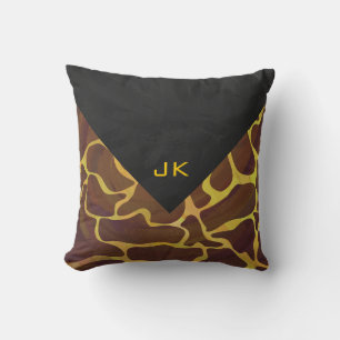 Cojín Decorativo Monograma Giraffe Brown, amarillo Print