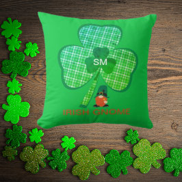 Cojín Decorativo Monograma Gnome irlandés Shamrock St Patrones