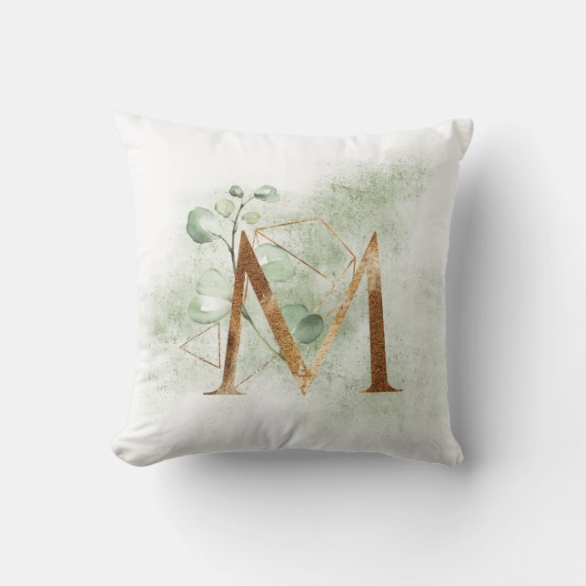 Cojín Decorativo Monograma Gold Floral M Pillow (Anverso)