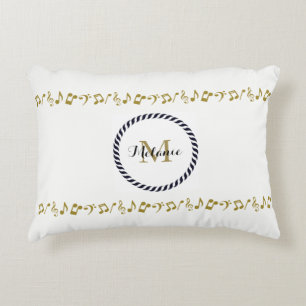 Cojín Decorativo Monograma Gold Music Notes